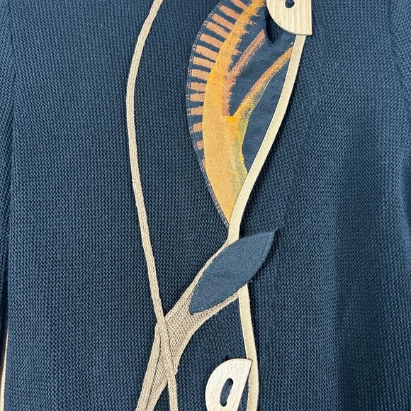 Jaskar Womens Black Knit Hand-Painted Cardigan Sweater Small Art to Wear Buttons - Picture 6 of 13